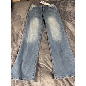 Refrain Los Angeles Womens Wide Leg High Rise Blue Denim Jeans J1464 Size 11/30